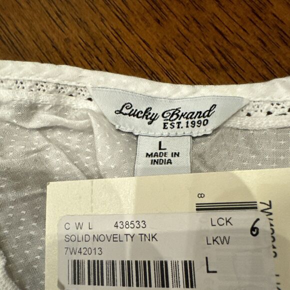 Lucky Brand Sz Large novelty Blouse Tank Top Embroidered Edwardian Babydoll New - Picture 4 of 8